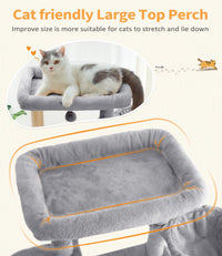ABCPET Large Cat Tree, Cat Tower, Multi-Tier, Indoor Cat, Sisal Scratching Post, Widened Cat Perching Post, Square Hammo