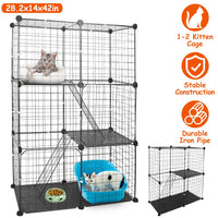 3 Tier Cat Playpen Cage Metal Indoor Cat House Detachable Kitten House With 3 Doors 2 Ladders Large Cat Exercise Place F