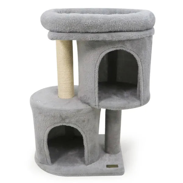 26" Compact Cat Tree With 2 Condos & Sisal Scratching Posts, Anti-Tip Cat Tower For Small Spaces