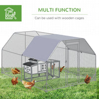 Chicken Run, Galvanized Large Metal Chicken Coop Cage, Walk-in Enclosure Poultry Hen Run House Playpen Rabbit Hutch with