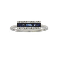 Genuine .63ct Diamond Sapphire Ring 14KT White Gold