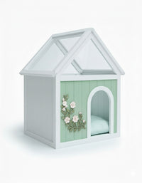SAGE FSC-Certified Cedar Indoor Cat House with Clear Acrylic Roof – Wooden Pet House for Small Cats & Dogs