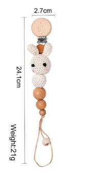 Modern Handmade Pacifier Chain Baby Teething Chains Crochet Rabbit Panda Beads Wooden Clips Wood Tiny Rod For Kids - BIG FRENCHIES