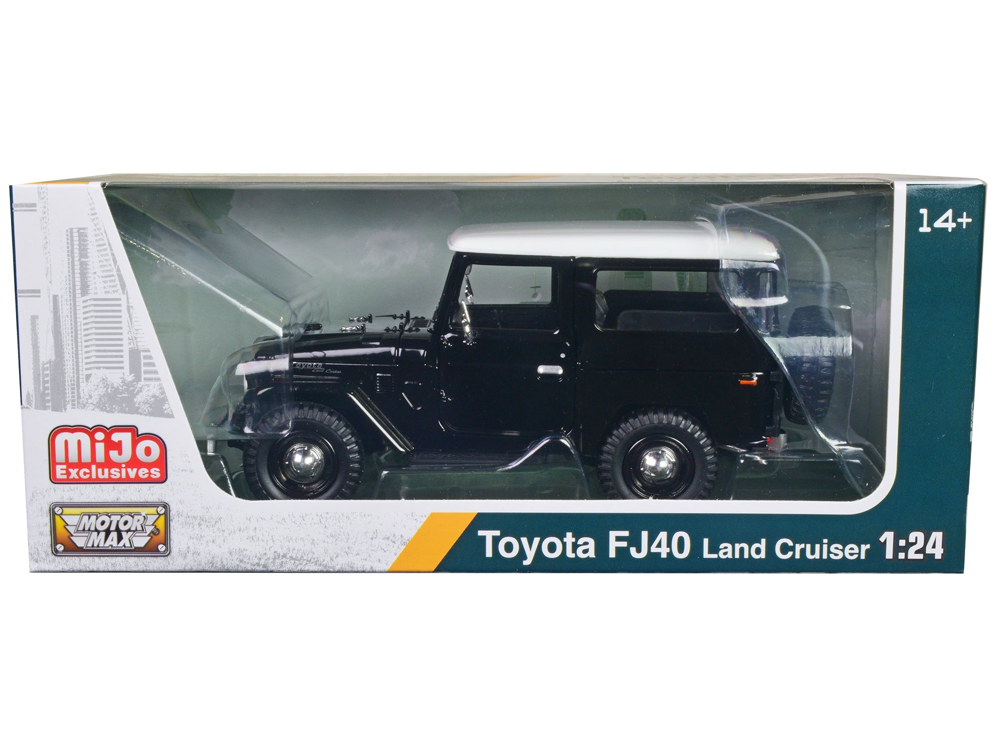 Toyota FJ40 Land Cruiser Black with White Top 1/24 Diecast Model Car by Motormax - BIG FRENCHIES
