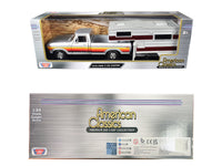 1979 Ford F-150 Custom Pickup Truck Silver Metallic with Side Stripes with Camper Shell "American Classics" Series 1/24 Diecast Model Car by Motormax