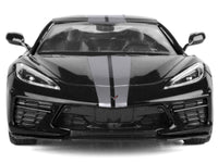 2020 Chevrolet Corvette C8 Stingray Black with Silver Stripes "Timeless Legends" Series 1/24 Diecast Model Car by Motormax