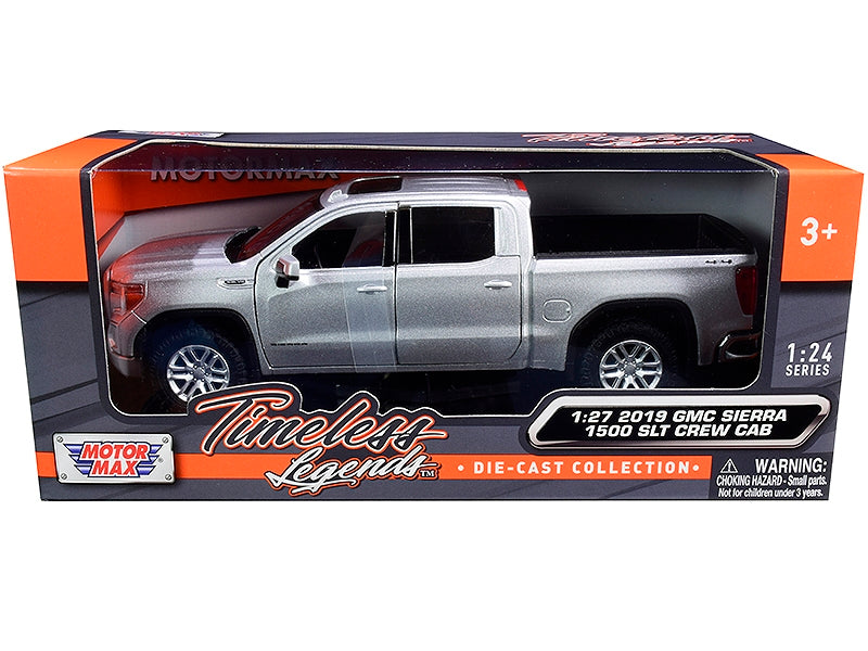 Top-Pick | 2019 GMC Sierra 1500 SLT Crew Cab Pickup Truck Silver Metallic 1/24-1/27 Diecast Model Car by Motormax
