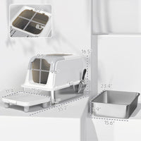 Cat Litter Box, Enclosed Cat Litter Box With Scoop, Deodorizer Bag