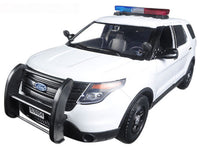 2015 Ford Police Interceptor Utility White with Flashing Light Bar and Front and Rear Lights and 2 Sounds 1/24 Diecast Model Car by Motormax