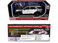 2022 Ford Police Interceptor Utility Gray Metallic with White Doors "Builder's Kit" with Flashing Light Bar and Front and Rear Lights and Sounds 1/24 Diecast Model Car by Motormax