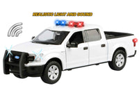 2019 Ford F-150 Lariat Crew Cab Pickup Truck White with Flashing Light Bar and Front and Rear Lights and Sounds 1/27 Diecast Model Car by Motormax