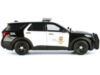 2022 Ford Police Interceptor Utility Black and White "Los Angeles Police Department (LAPD)" with Flashing Light Bar and Front and Rear Lights and Sounds 1/24 Diecast Model Car by Motormax