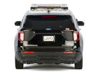 2022 Ford Police Interceptor Utility Black and White "Los Angeles Police Department (LAPD)" with Flashing Light Bar and Front and Rear Lights and Sounds 1/24 Diecast Model Car by Motormax
