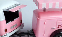 Volkswagen T1 Delivery Van with Ice-Cream Trailer Pink and White "Ice-Cream Shop" 1/24 Diecast Model Car by Motormax