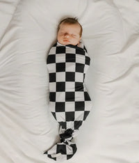 Race Black & White Checkered Stretch Swaddle - BIG FRENCHIES