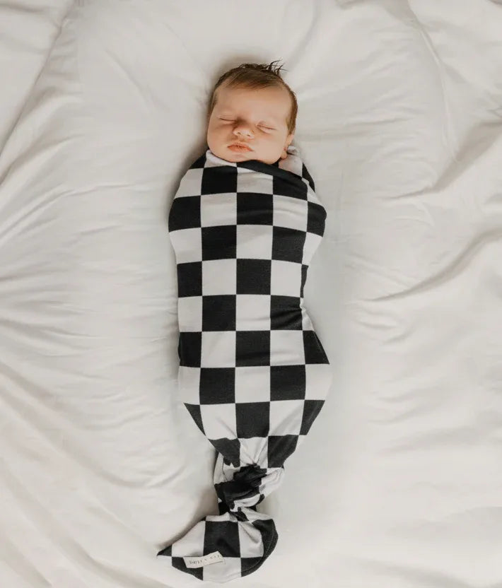 Race Black & White Checkered Stretch Swaddle - BIG FRENCHIES