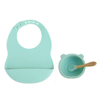 Colorful Silicone Feeding Set for Babies: Bib, Bowl, and Spoon