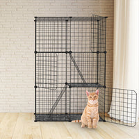 3 Tier Cat Playpen Cage Metal Indoor Cat House Detachable Kitten House With 3 Doors 2 Ladders Large Cat Exercise Place F