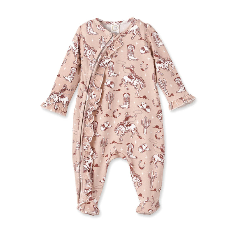 Wild Wrangler/Pink Bamboo Ruffle Zipper Romper - BIG FRENCHIES