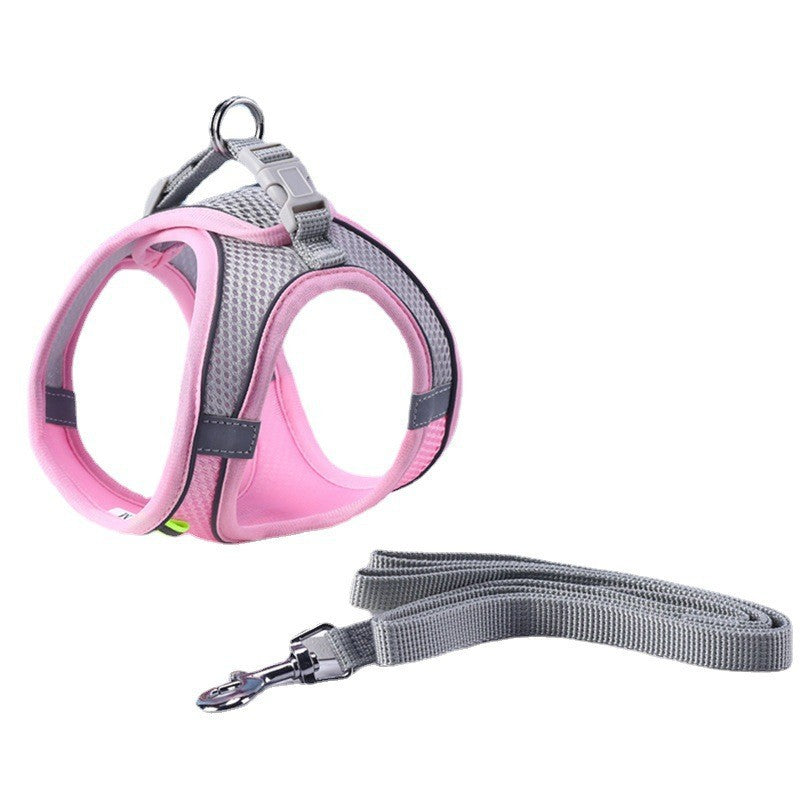 Adjustable Reflective Breathable Mesh Pet Harness for Cats and Dogs with Leash for Outdoor Use-Harnesses-BIG FRENCHIES-V.I.P Digital Presence