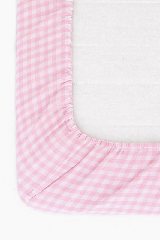 Rosey Pink Gingham Crib Sheet