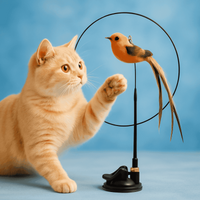 Interactive Cat Teaser Stick with Natural Feathers & Suction Cup - BIG FRENCHIES