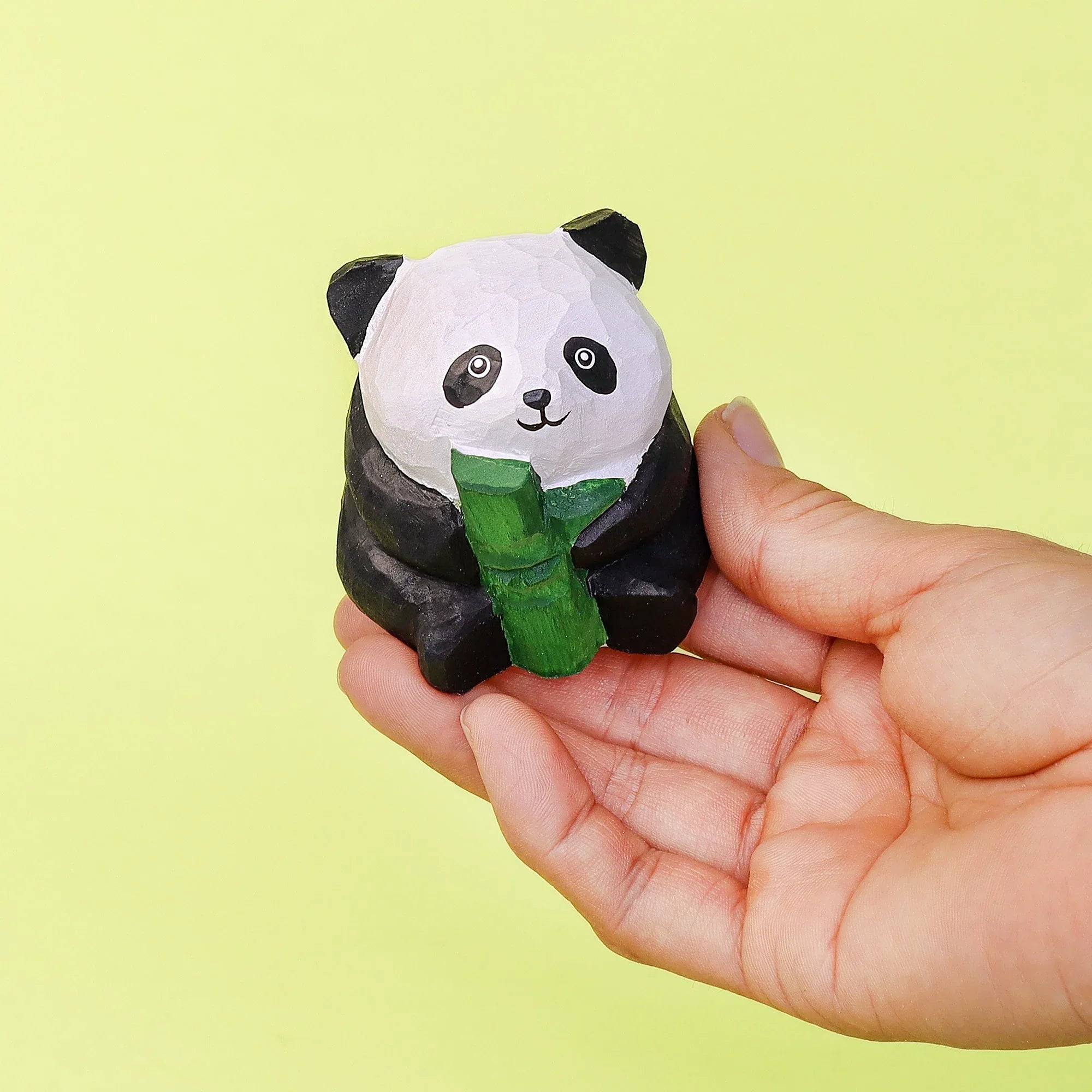 Hand-Carved Wooden Panda Figurine – Cute Handmade Decor with Mini Accessories - BIG FRENCHIES