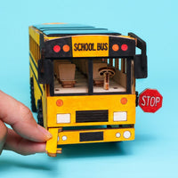 Dual Power School Bus STEM Kit – Build, Paint & Personalize | Battery + Solar Powered - BIG FRENCHIES