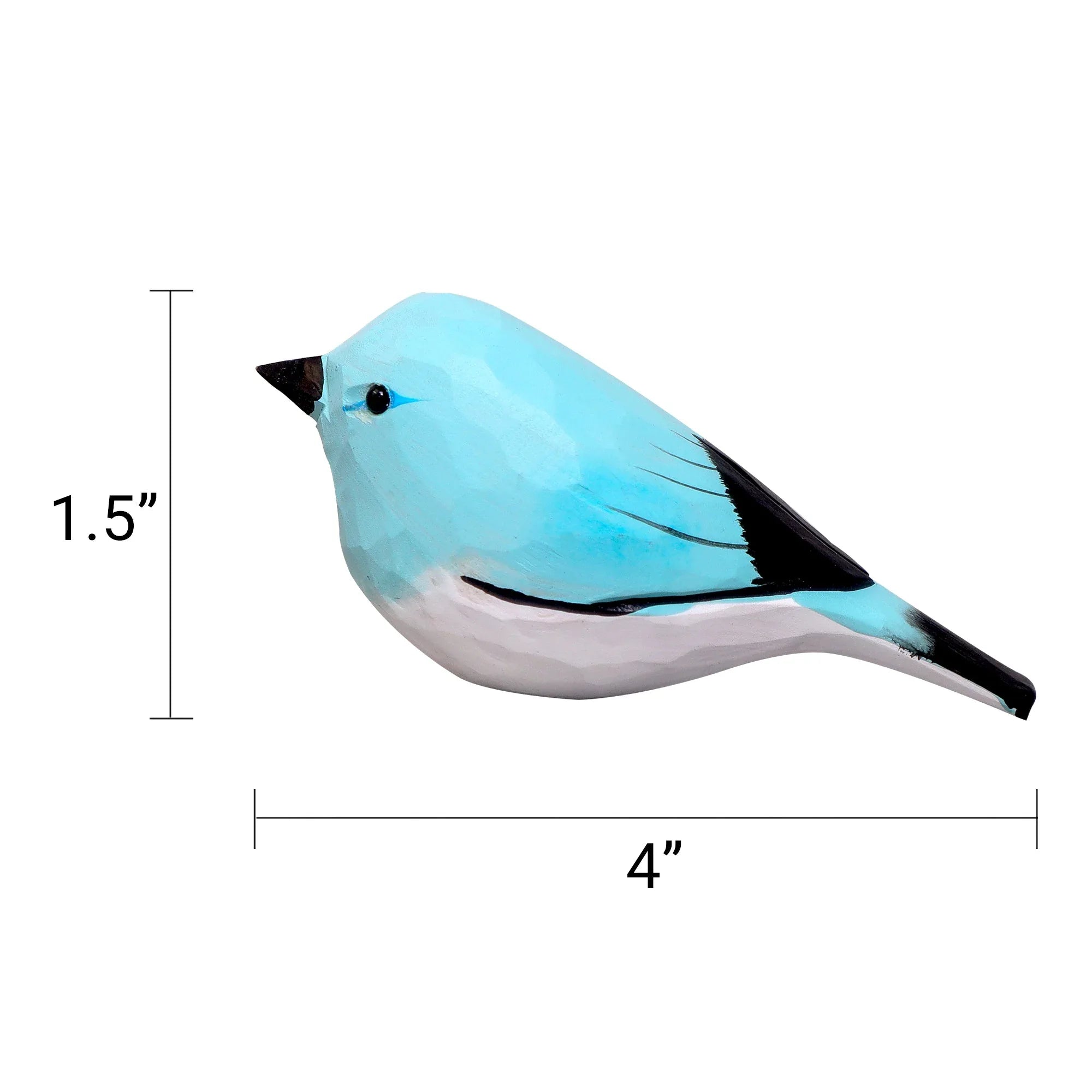 Hand-Carved Wooden Bird Figurine – Blue - BIG FRENCHIES