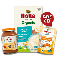 Starting Solids Variety Bundle: Apple & Plum Jars, Oat Cereal, Banana Llama