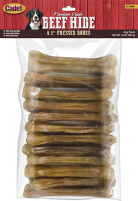 Cadet Pressed Rawhide Bones 6.5" Dog Chews Long Lasting Beef Hide 12 Pack