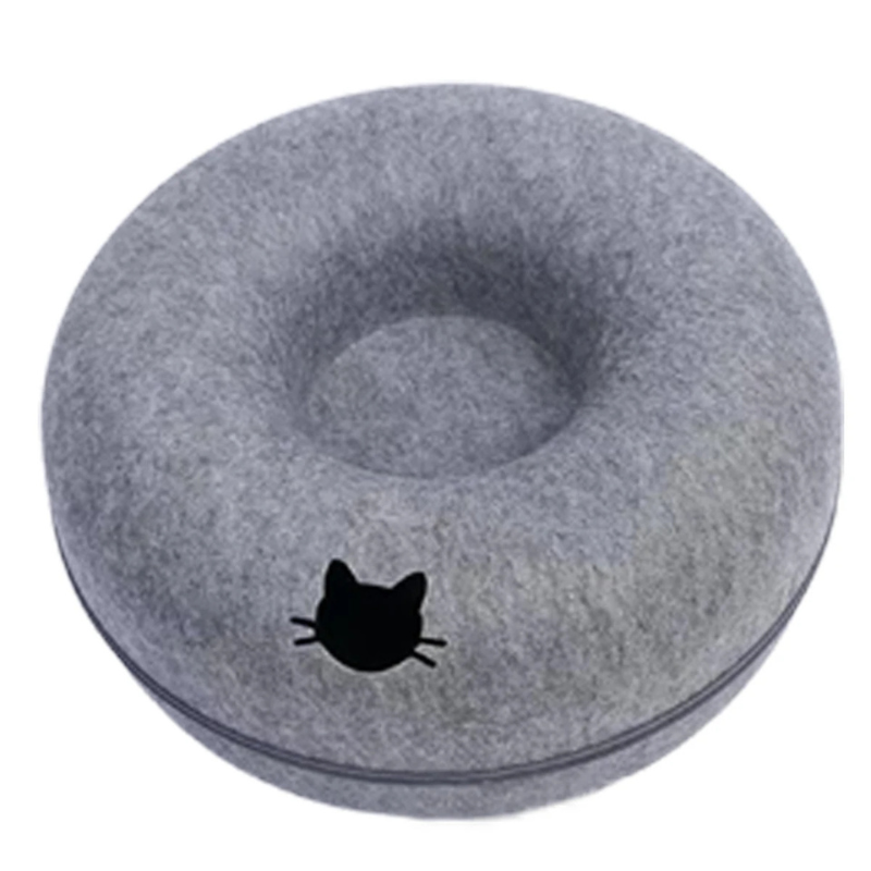 Felt Donut Cat Bed with Tunnel and Hideaway - BIG FRENCHIES