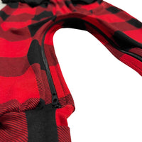 Black/Red Buffalo Plaid BUBBLE Zip Romper
