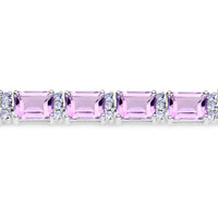 19.19 Carat Genuine Amethyst and Tanzanite .925 Sterling Silver Bracelet