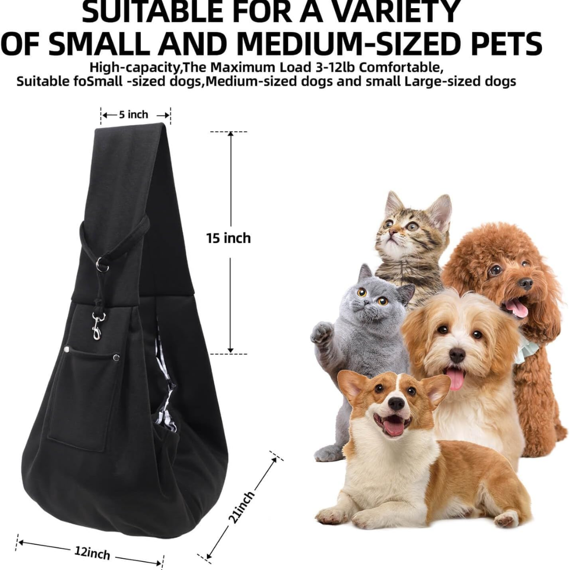 Dog Carrier Sling Reversible Puppy Carrier Purse With Storage Pocket, Hand Free Dog Sling Carrier For Carry Small Dogs A