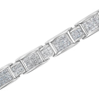 14K White Gold 5.0 Cttw Princess-Cut Diamond Rectangular Alternating Station 7" Tennis Bracelet (G-H Color, SI1-SI2 Clarity)