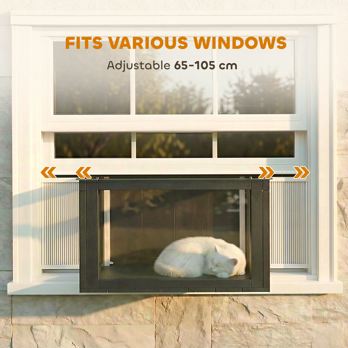 Catio Outdoor Cat Enclosure 25"–41" Outdoor Cat House for Sunbathing, Napping & Overlooking