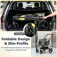 220LBS Large Capacity Dog Stroller, Foldable Pet Stroller with 360 Swivel Shock-Absorbing Wheels, One-Click Brake & Retr