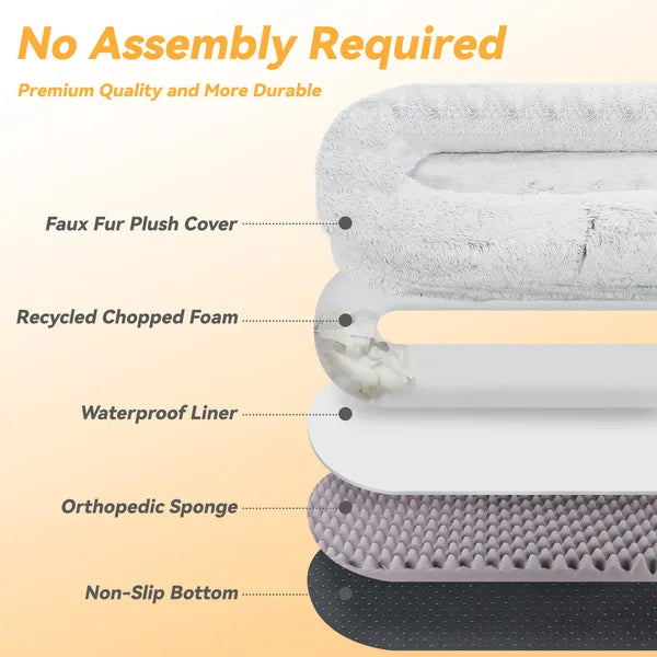 Human Dog Bed, Large Size Fits You And Pets, Washable Faux Fur Dog Bed For People Doze Off, Napping Orthopedic Dog Bed, 