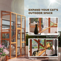 Outdoor Catio Cat Enclosure, Large Wooden Cat House With 6 Jumping Platforms, Scratching Post.For Multiple Packages Ship