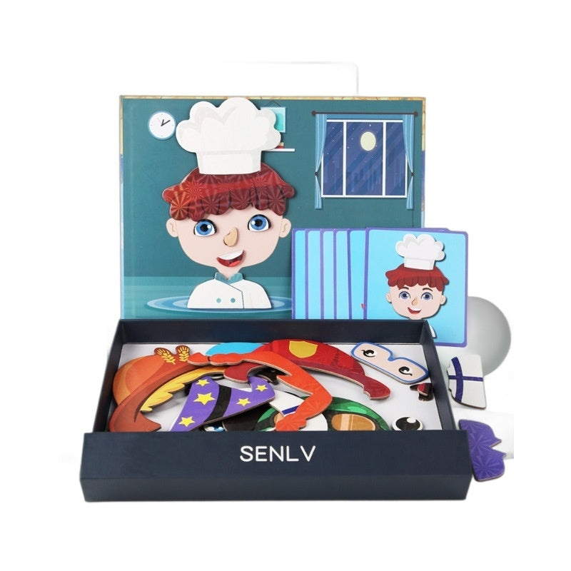 Magnetic Puzzle Featuring Characters In Various Professions And A Princess Dress-up Set