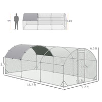 Large Chicken Coop Metal Chicken Run with Waterproof and Anti-UV Cover, Dome Shaped Walk-in Fence Cage Hen House for Out