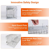 Humane Cat Trap Cage Catch Release Live Animal Rodent Cage Collapsible Galvanized Wire For Small Raccoons Beavers Ground