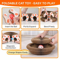 Kitty Curls Cat Toy - Foldable Accordion Cat Scratcher withBall - Magic Organ Cat Scratch Board for Interactive Play -Ca