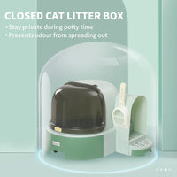 Cat Litter Box Easy To Clean Open With Scoop, Green