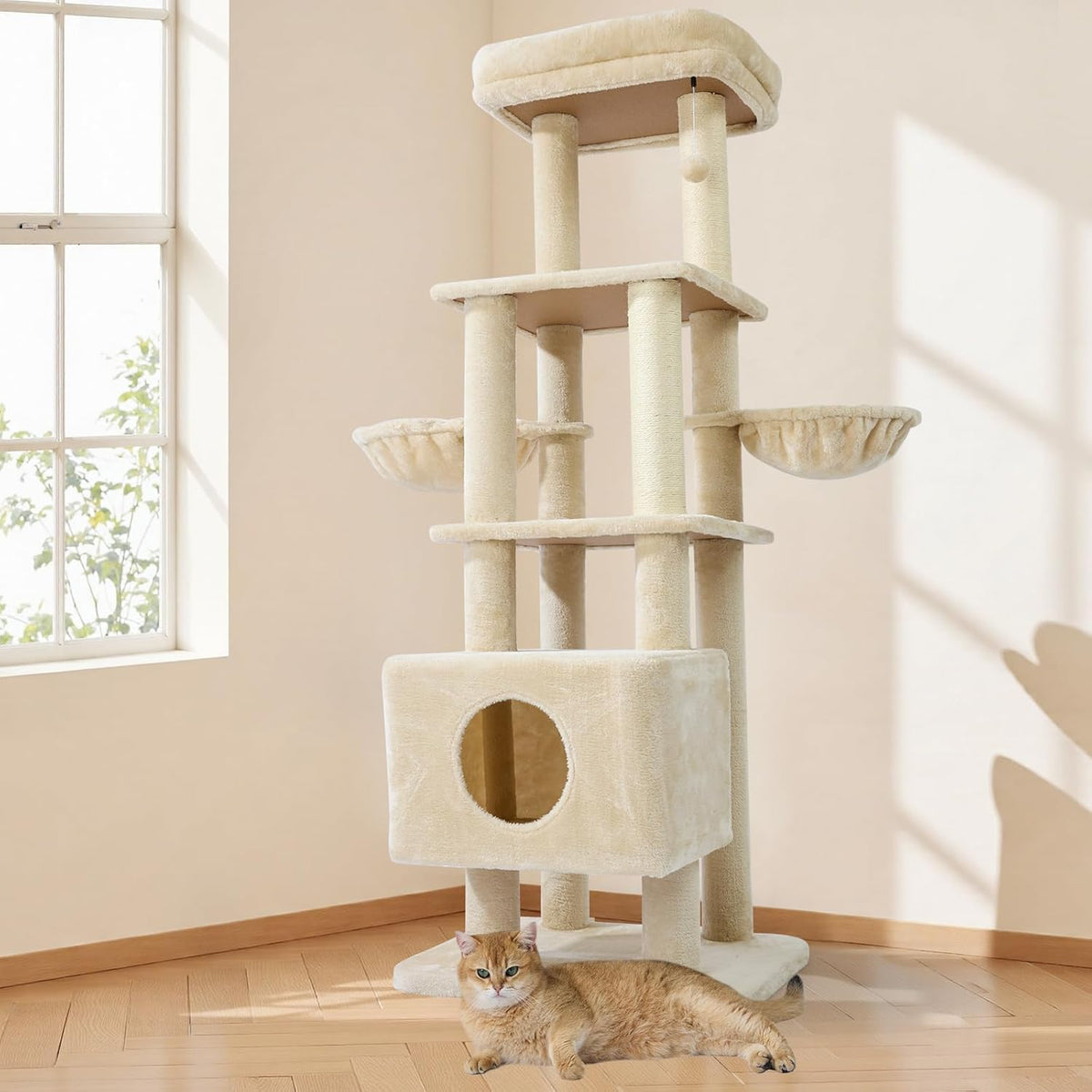 Gardner Pets Large Cat Tree For Medium To Large Cats, Heavy-Duty Cat Tower With Scratch Post And Washable Top Perch. Sel