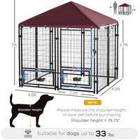 Outdoor Kennel With Rotating Bowl Rack, Walk-in Pet Playpen, Welded Wire Steel Dog Pen, With Waterproof And UV Resistant