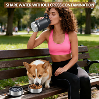 32 Oz Insulated Dog Water Bottle With 2 Bowls, Portable Pet Hydration For Travel