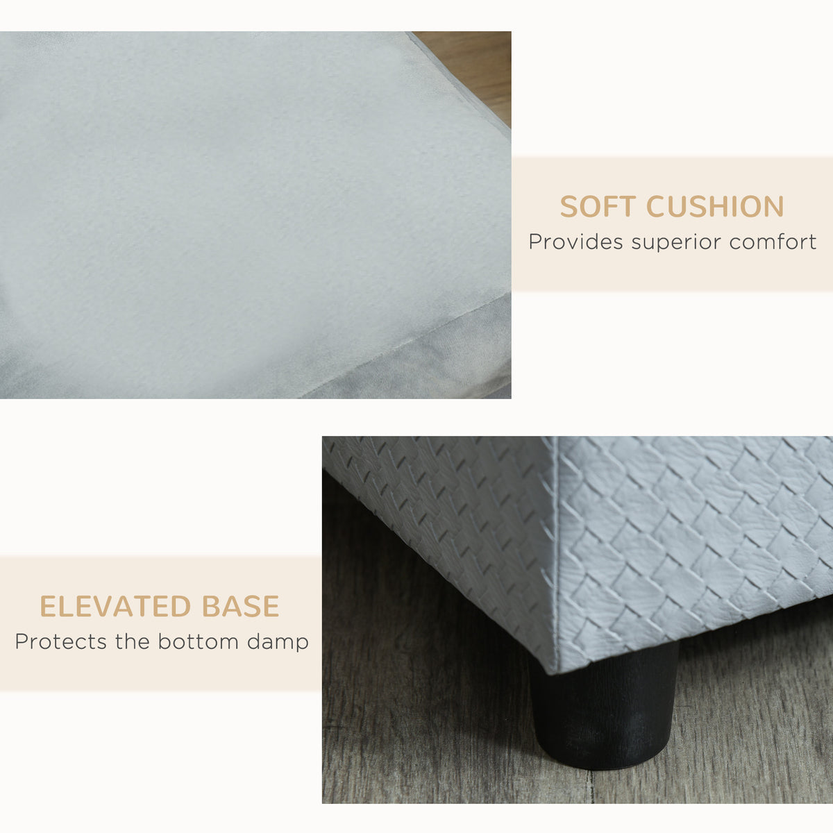 Luxury Fancy Dog Couch with Hidden Storage, Small Dog Sofa Bed with 2" Soft Foam, Modern Pet Furniture for Puppies & Lit