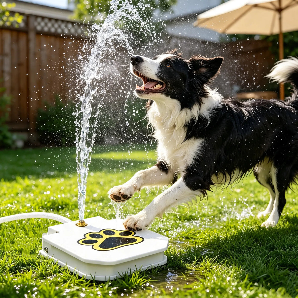 Dog Water Fountain Outdoor,No Electricity Step-On Activated Pet Sprinkler,Paw-Controlled Drinking Dispenser for Large & 